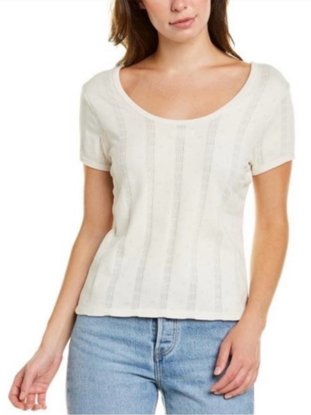 Madewell Cream Short-Sleeve Scoop Neck Tee women’s size L